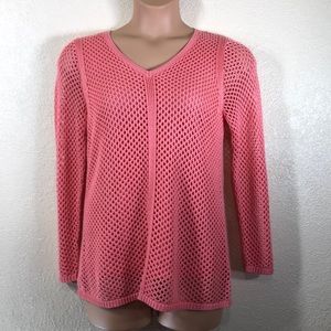 Croft & Barrow Peach V Neck. Open Knit  with Lined Bodice in Same Color